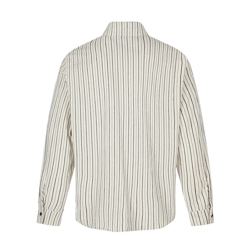 Striped Long Sleeve Shirt – Men's Oversized Relaxed Fit Button-Up