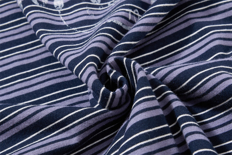 Herren-Poloshirt in Navyblau, Langarm – Vintage-Streifen, verwaschen und Relaxed Fit