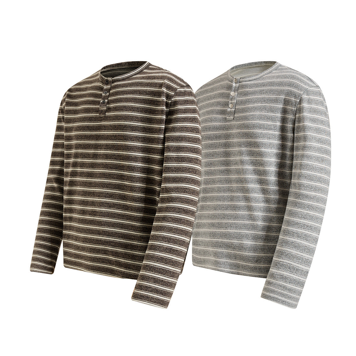 Men's Striped Henley Long-Sleeve Shirt – Vintage American Lazy Style