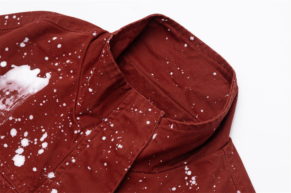 Paint Splatter Stand-Collar Jacket – Oversized Relaxed Fit