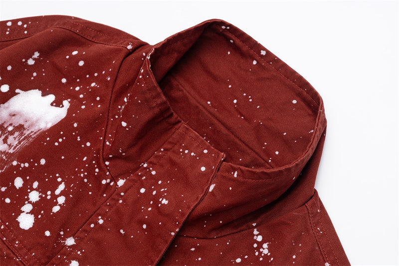 Paint Splatter Stand-Collar Jacket – Oversized Relaxed Fit