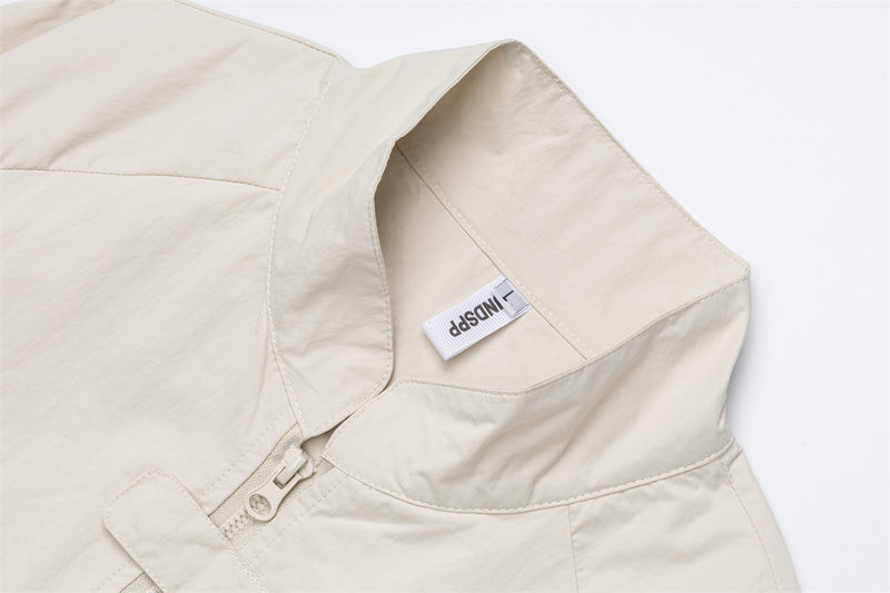Oversized Stand-Collar Zip-Up Jacket – Men's Relaxed Fit with Zip Pockets