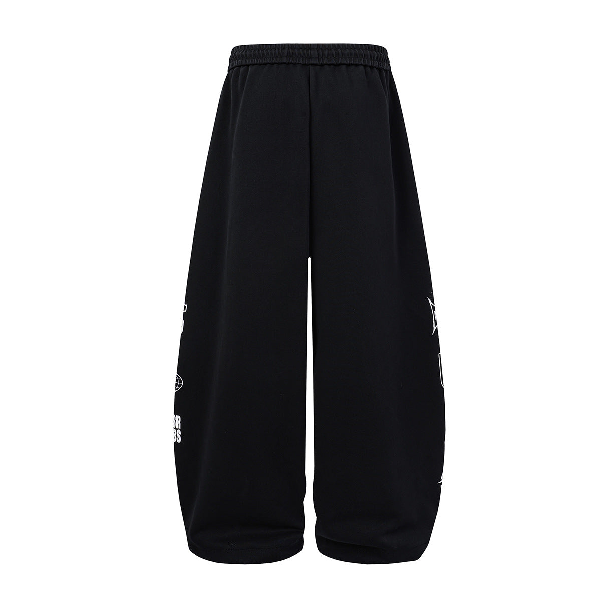 Wide-Leg Graphic Sweatpants – Streetwear Patch Print, Washed Finish