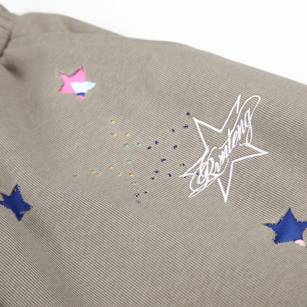 Colorful Star Print Wide-Leg Sweatpants – Relaxed Fit Curved Hem Casual Pants