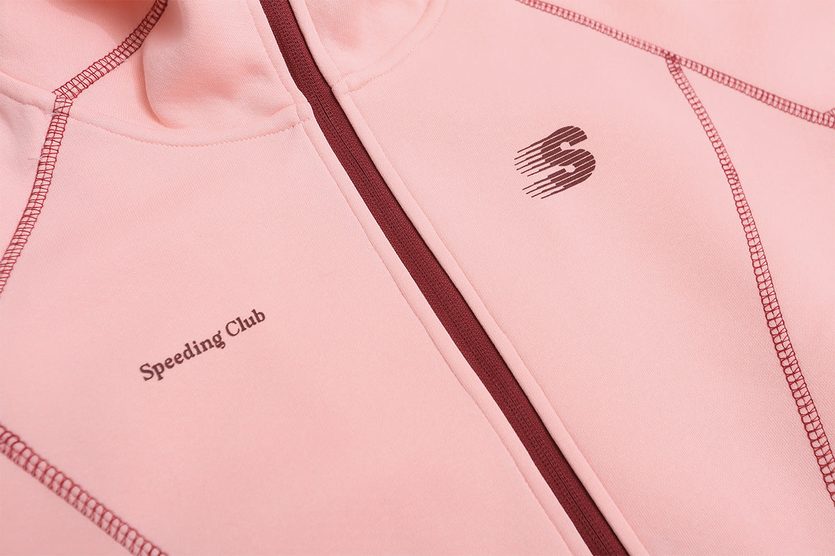 Zip-Hoodie mit kontrastierenden Steppnähten – Kurzer, sportlicher Fit