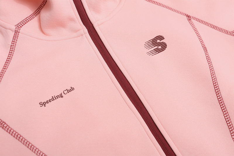 Zip-Hoodie mit kontrastierenden Steppnähten – Kurzer, sportlicher Fit