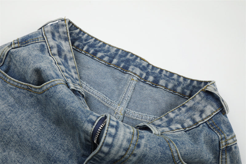 Baggy Cargo Jeans Men – Wide Leg Multi-Pocket Washed Denim