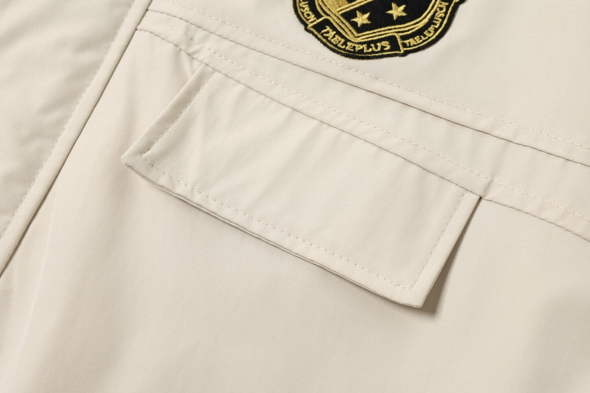 Oversized Harrington Jacket with Embroidered Badge Patch