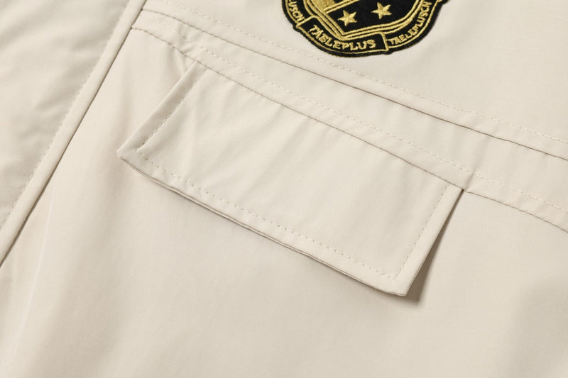 Oversized Harrington Jacket with Embroidered Badge Patch