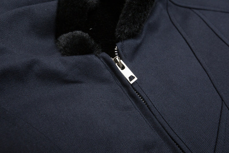 Oversized Hooded Bomber Jacket with Sherpa-Lined Hood & Decorative Buttons