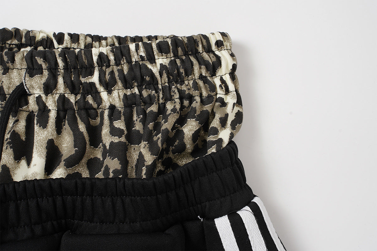 Wide Leg Sweatpants with Leopard Waistband & Pegasus Embroidery