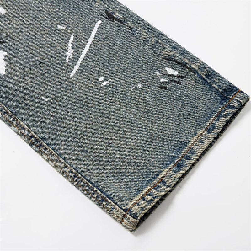 Graffiti Print Wide-Leg Jeans – Punk Streetwear Straight Baggy Denim