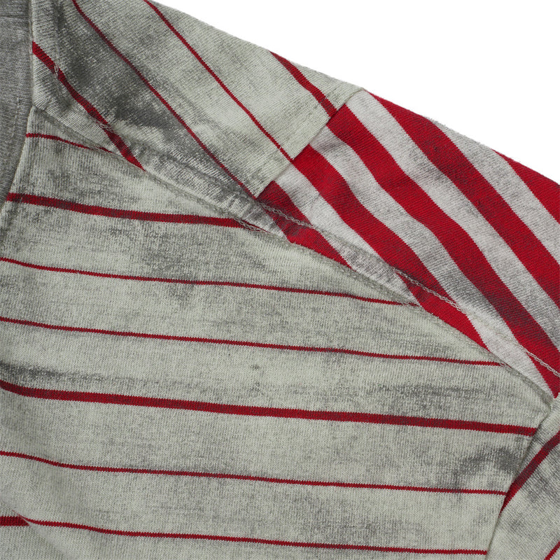Distressed Stripe Patchwork Oversized T-Shirt | Washed Irregular Spliced Streetw