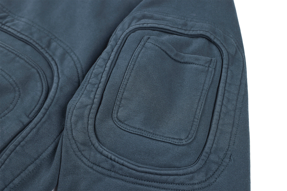 Veste à capuche zippée à multiples poches – Délavage acide vintage