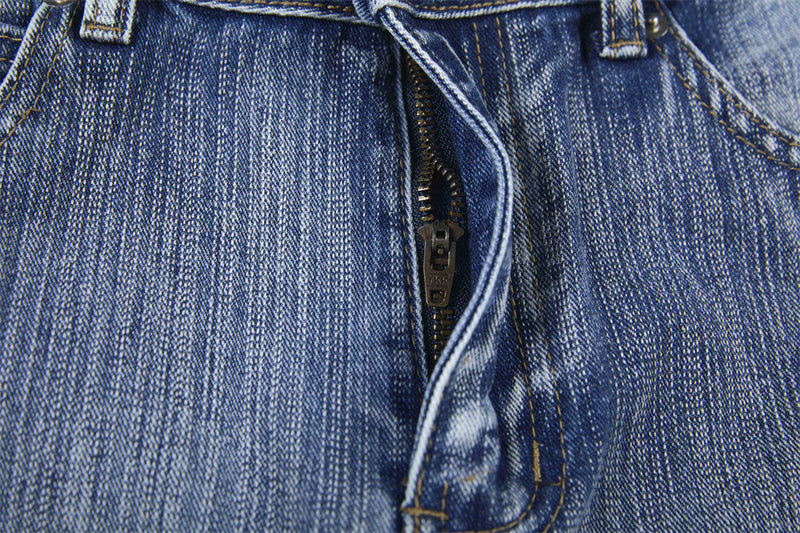 Wide-Leg Jeans Men's Washed Denim with Tribal Wing Graphic Print
