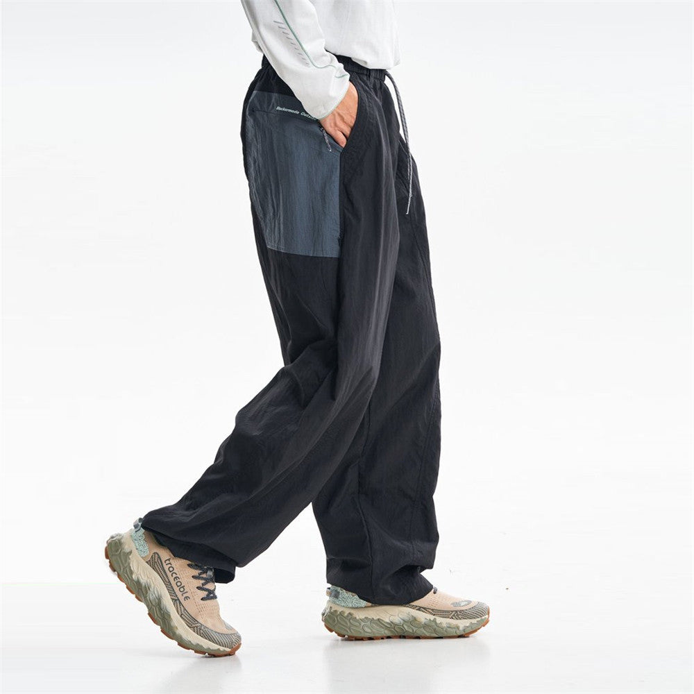 Baggy Wide-Leg Parachute Pants – Unisex Drawstring Jogger with Elastic Waist