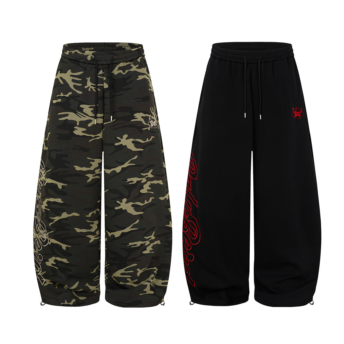 Wide-Leg Camo Sweatpants – Baggy Streetwear Joggers with Drawstring Waist