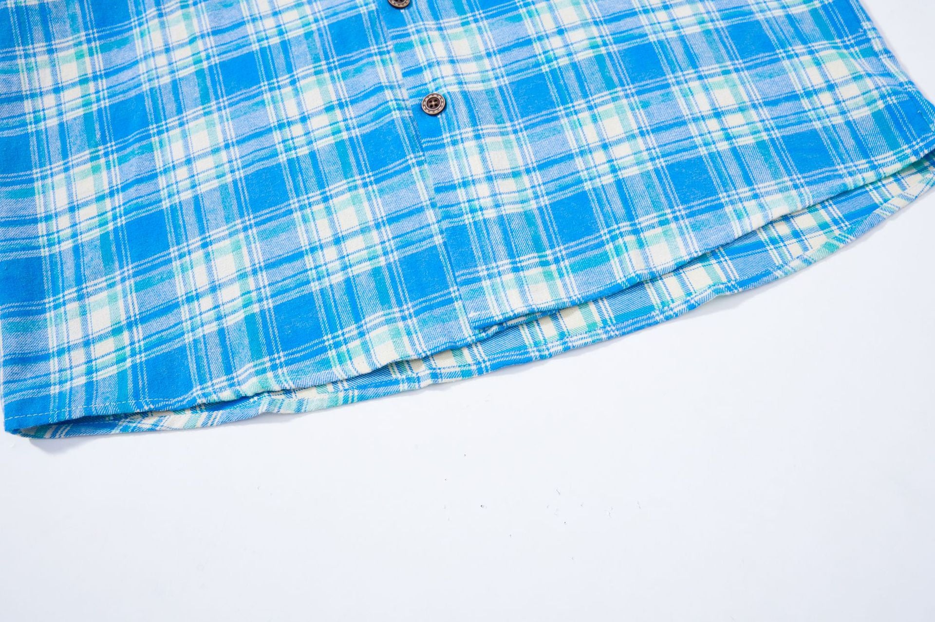 Plaid Flannel Shirt Jacket with Vintage Cartoon Embroidery – Washed Oversized