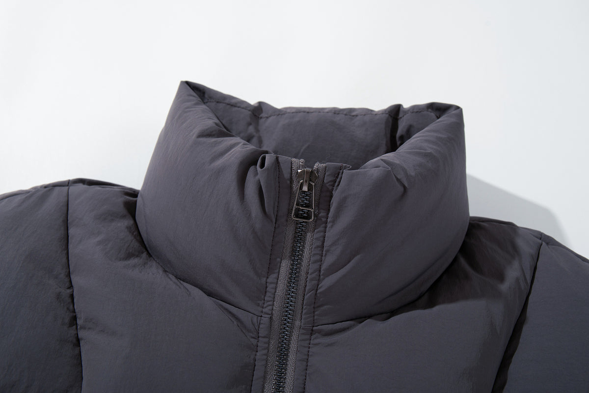 Padded Puffer Vest Stand Collar Zip-Up Sleeveless Jacket