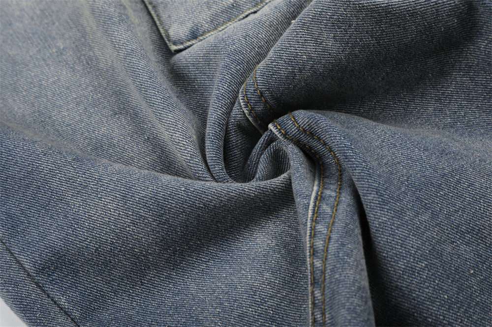 American Vintage Washed Cargo Wide-Leg Jeans with Ribbed Waistband