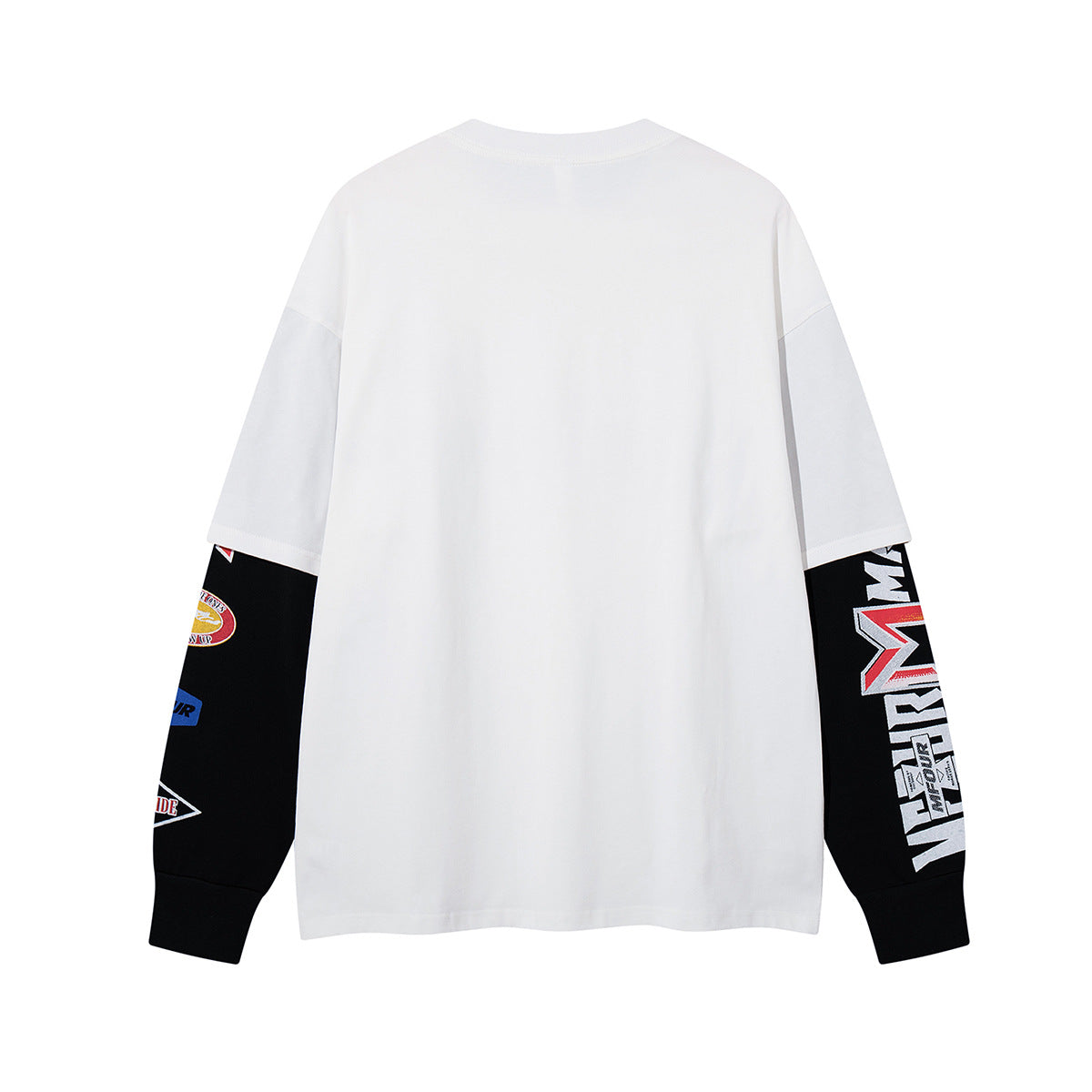 Chemise graphique à manches longues imitation superposition – Imprimé racing motocross MFOUR MAKEY