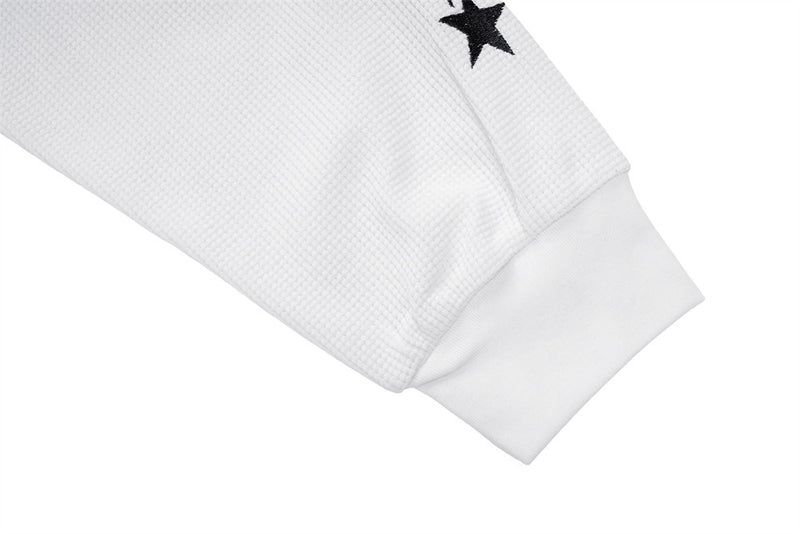 Long Sleeve Men T-Shirt 777 Leopard Print Waffle Knit Crewneck