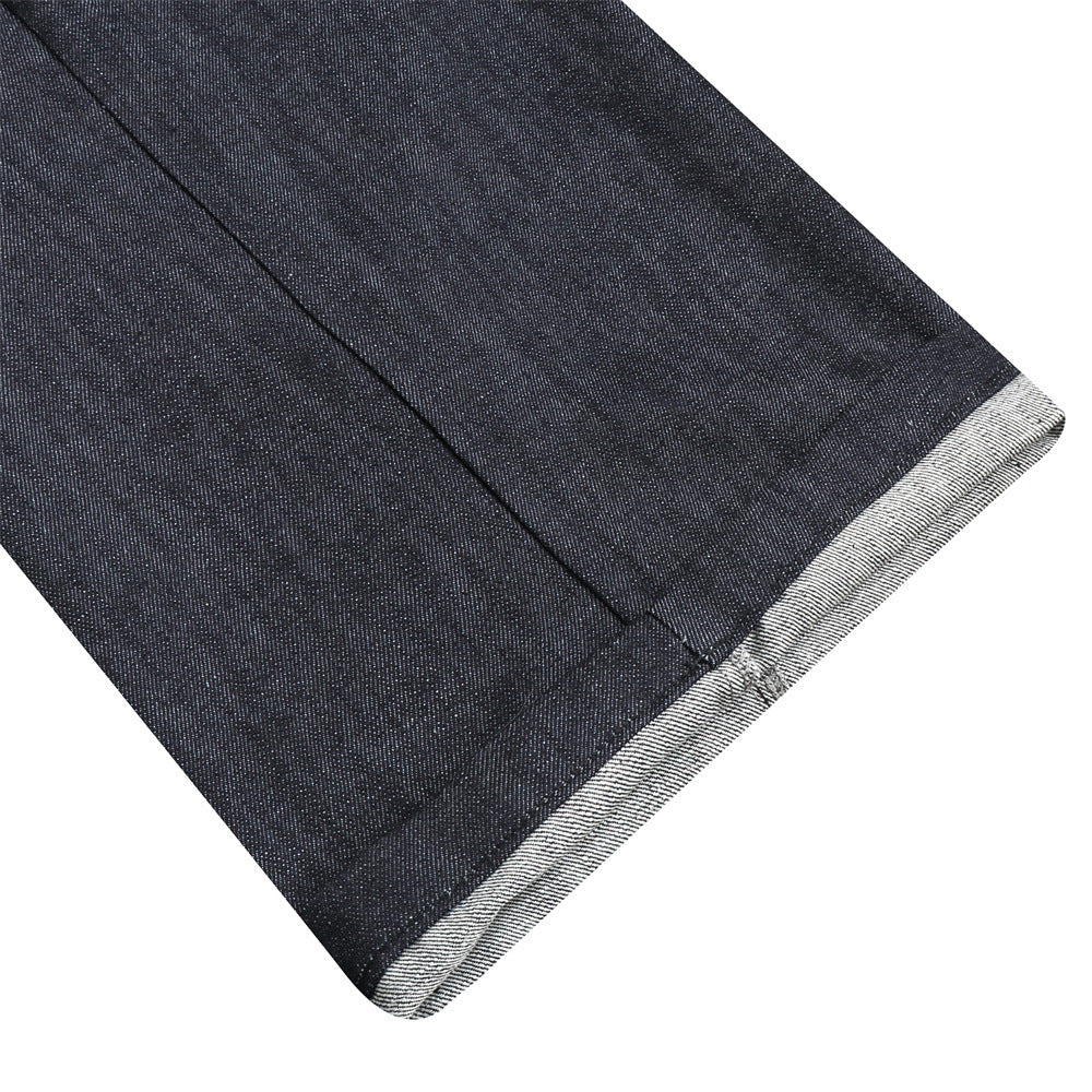 Jeans à double ceinture et jambes larges – Denim droit et ample pour homme avec empiècement diagonal