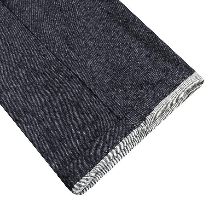 Jeans à double ceinture et jambes larges – Denim droit et ample pour homme avec empiècement diagonal