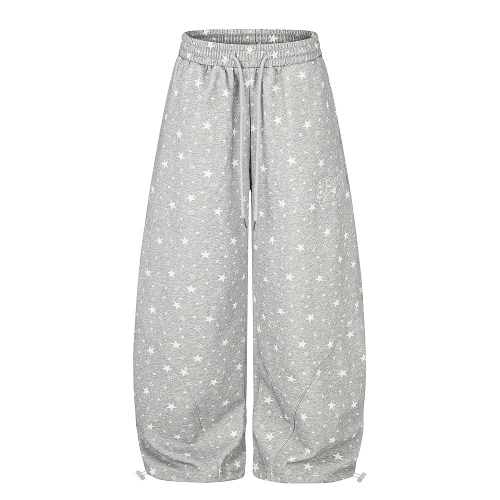 Star Print Wide-Leg Sweatpants – Oversized Streetwear Jogger Pants