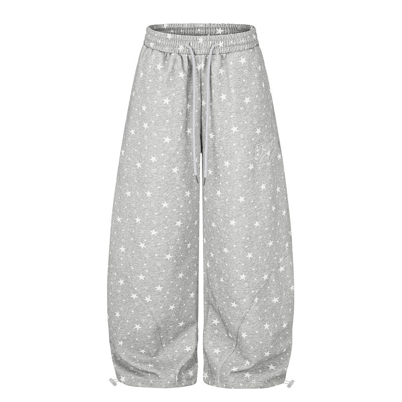 Star Print Wide-Leg Sweatpants – Oversized Streetwear Jogger Pants