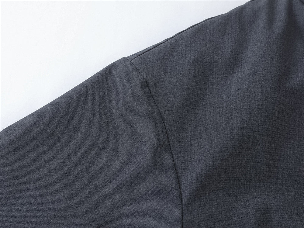 Blouson bomber pour homme à double zip et patte boutonnée – Gris