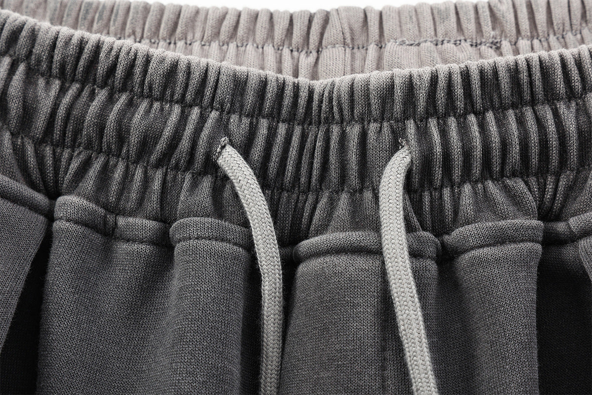 Pantalon de survêtement à jambes larges – Imprimé lettrage gris dégradé délavé, coupe baggy