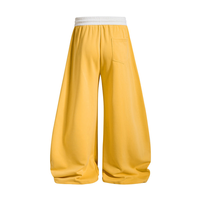 Wide-Leg Racing Graphic Sweatpants – Contrast Waistband, Letter Print