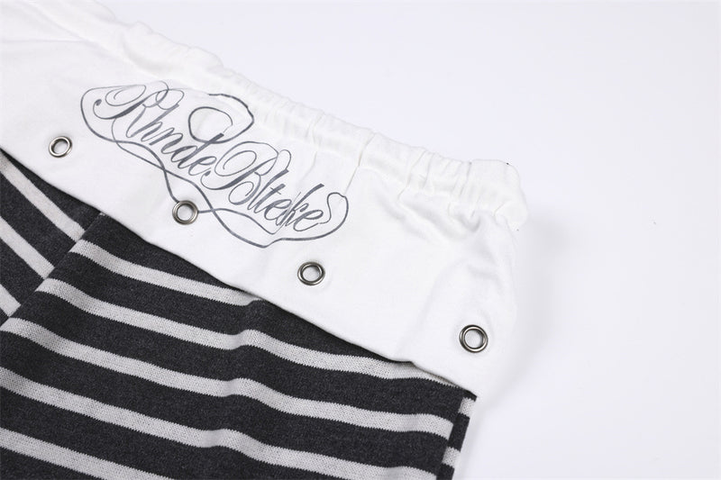 Wide-Leg Striped Pants with Colorblock Waistband – Men's Relaxed Fit