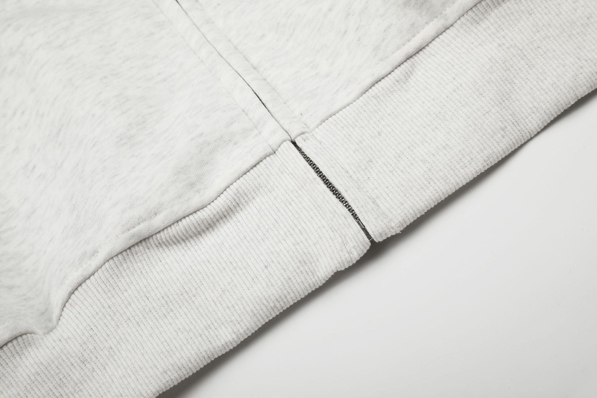 Streetwear-Zip-up-Hoodie mit Nietenpanel – Acid-Wash & Hellgrau meliert