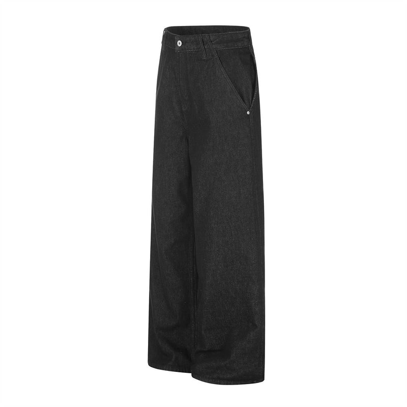 Wide-Leg Raw Denim Jeans – Relaxed Straight Fit