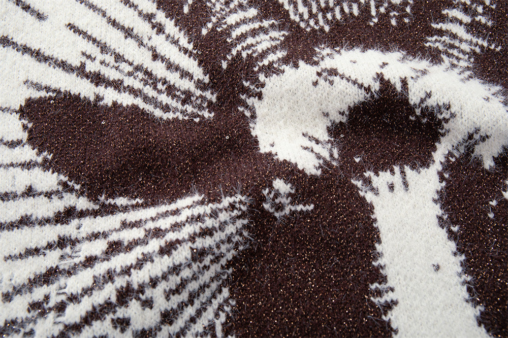 Goat Head Jacquard Crewneck Sweater – Oversized Knit Pullover