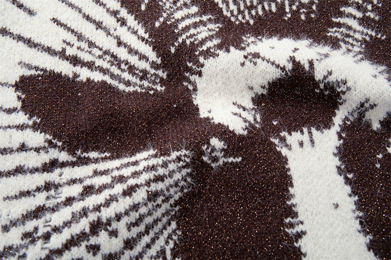 Goat Head Jacquard Crewneck Sweater – Oversized Knit Pullover