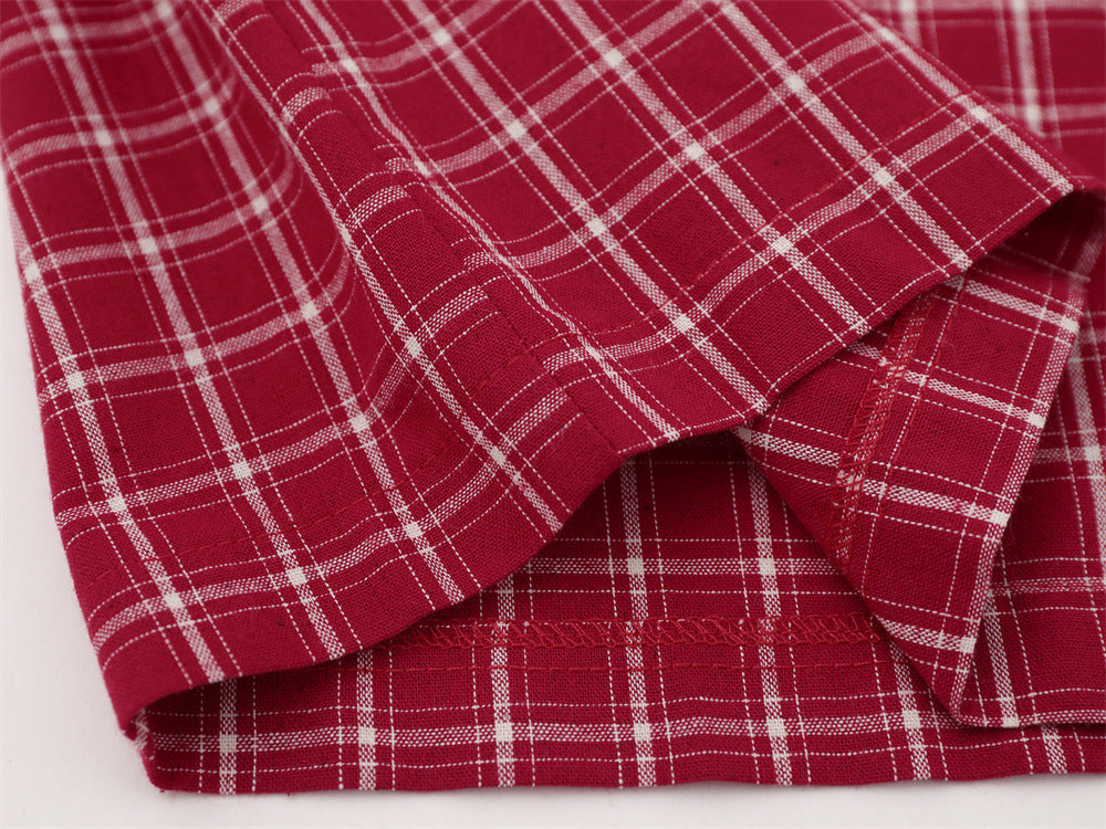 Plaid Long Sleeve Shirt – Savage Base Script Embroidery, Relaxed Fit