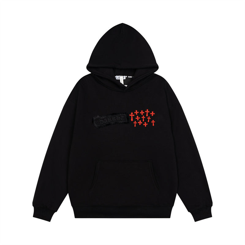 Men's Cross Embroidered Oversized Hoodie – Gothic Streetwear Pullover