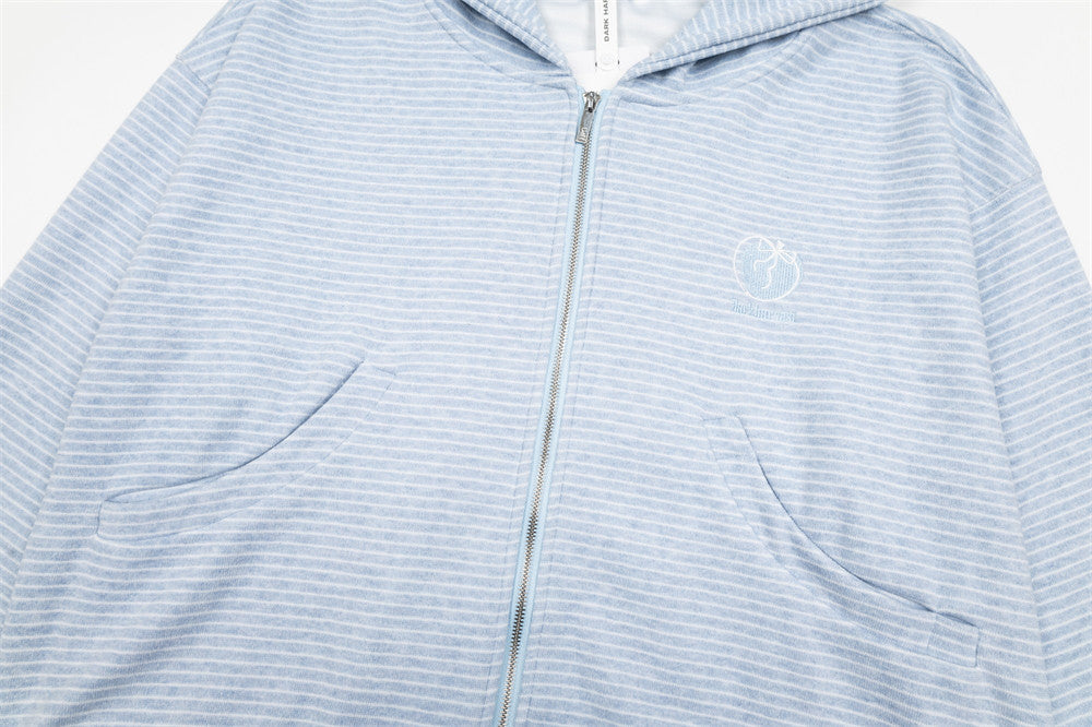 Striped Zip-Up Hoodie – Relaxed Fit Men's Full-Zip Sweatshirt
