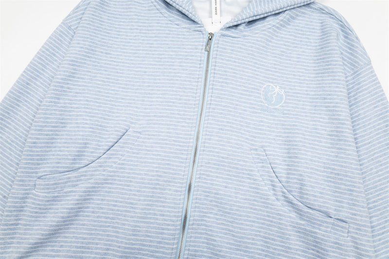 Striped Zip-Up Hoodie – Relaxed Fit Men's Full-Zip Sweatshirt