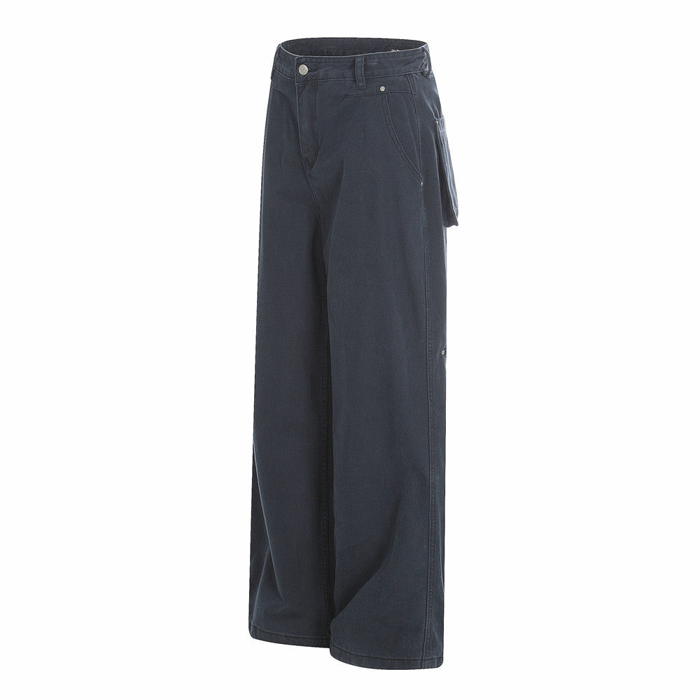Wide-Leg Straight-Cut Trousers – Men's Relaxed Utility Pants with Back Pocket