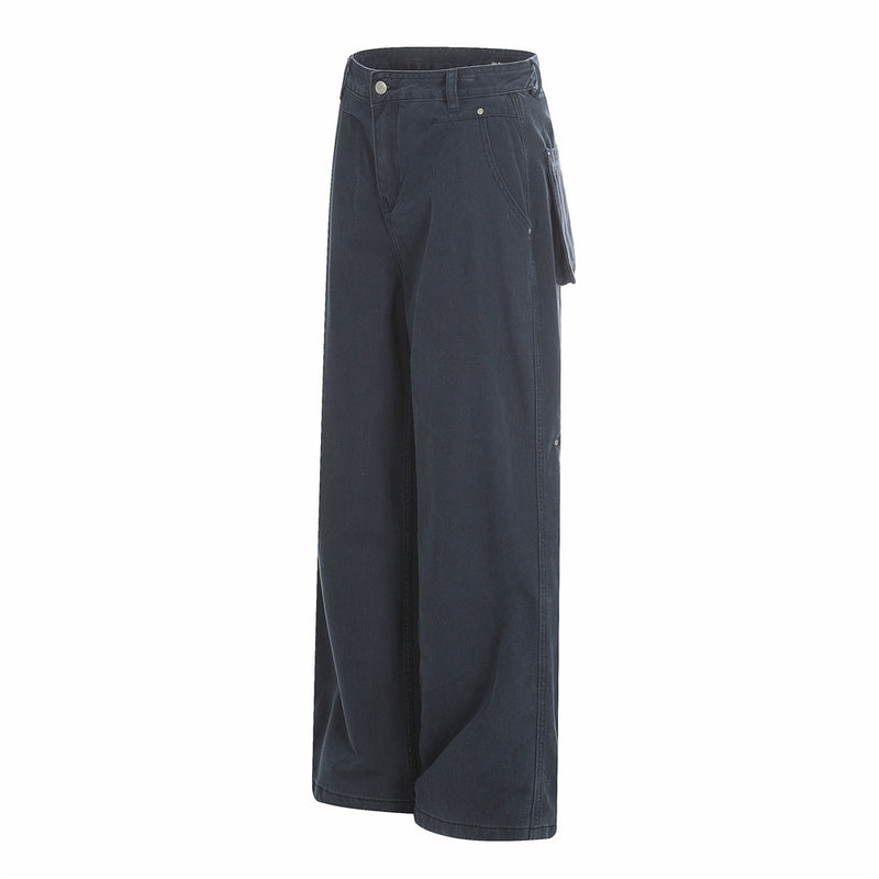 Wide-Leg Straight-Cut Trousers – Men's Relaxed Utility Pants with Back Pocket