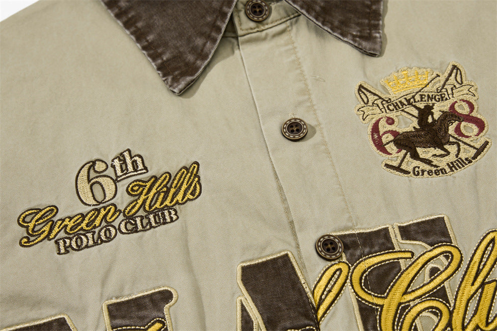 Mafia Royal Club Embroidered Short Sleeve Shirt – Vintage Washed Streetwear