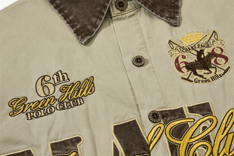 Mafia Royal Club Embroidered Short Sleeve Shirt – Vintage Washed Streetwear