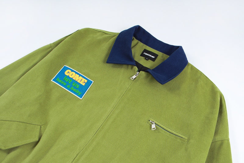 Veste Harrington rétro color block – Veste de travail zippée à col contrastant