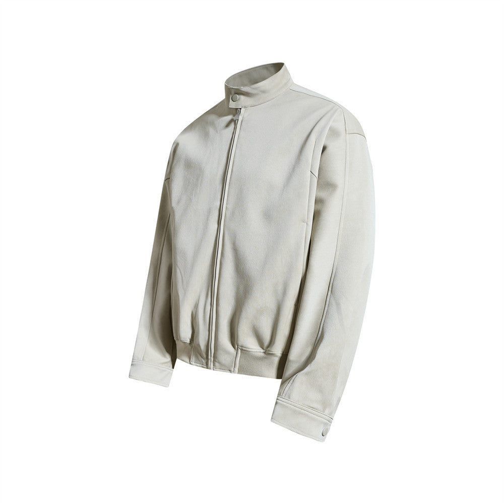 Blouson bomber homme oversize en similicuir PU – Col montant et zip intégral