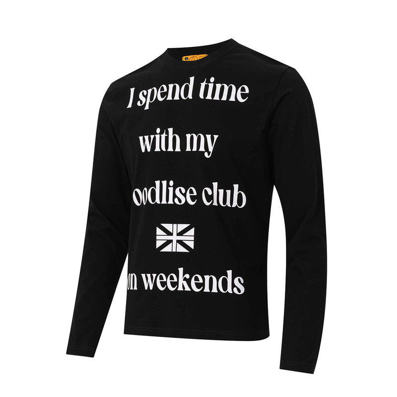 Langarm-Shirt mit Grafikprint und Rundhalsausschnitt – Woodlise-Club-Slogan