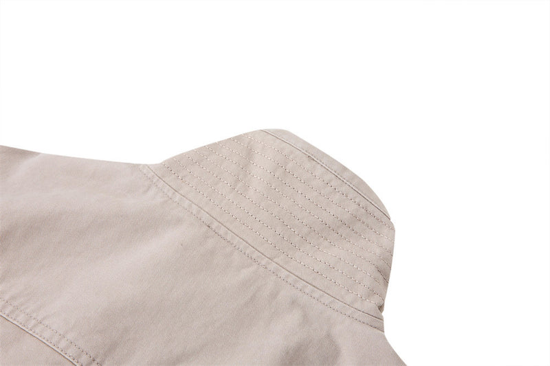 Men's Funnel-Neck Cropped Jacket – Solid Color Streetwear Harrington